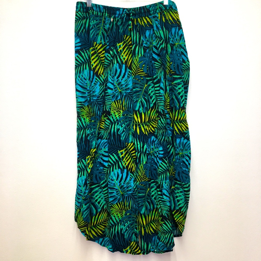 Pineapples Designed In Hawaii Harem Floral Pants XL Green Relaxed Fit Vacation